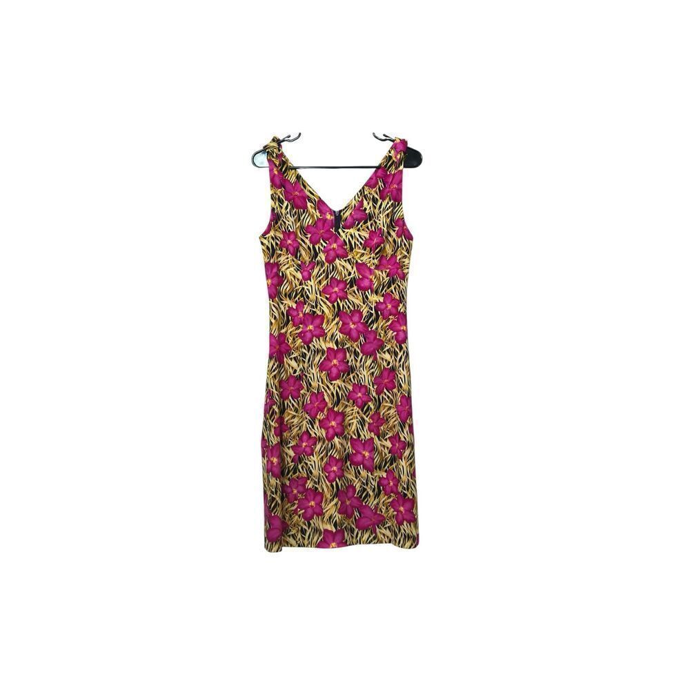 Vintage Escada Margaretha Ley 100% Silk Floral Sleeveless Mini Dress Women's M
